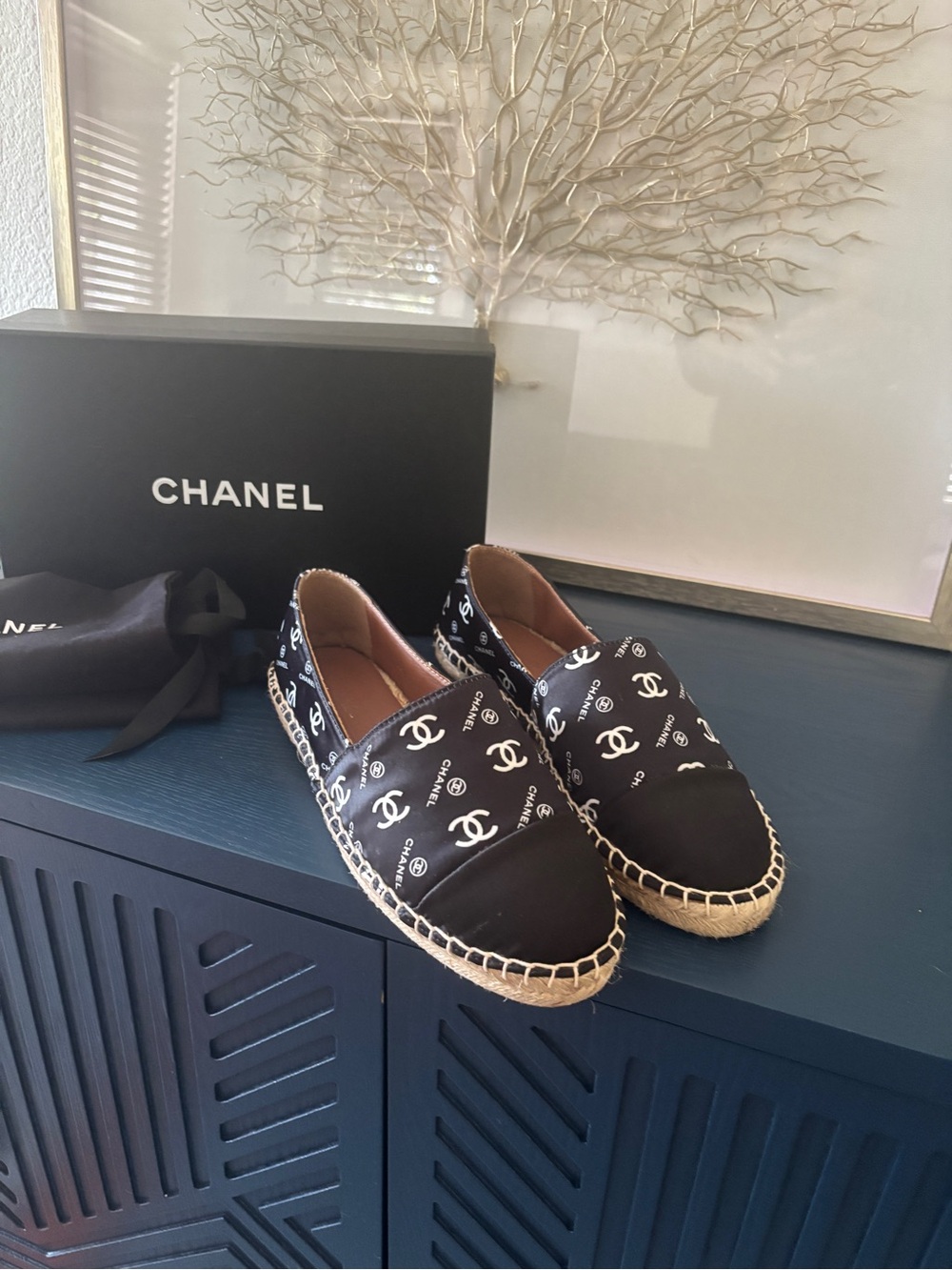 HOT SALE‼️ CHANEL Black Lambskin CC Logo Espadrilles